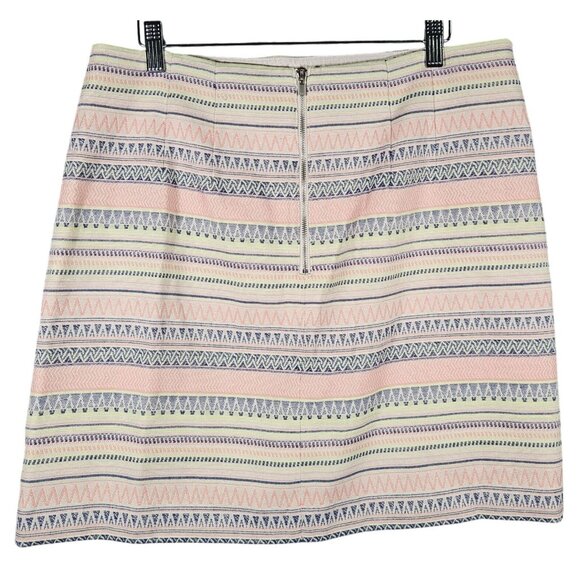 Tribal Southwest Textured Mini Skirt Zip Multicolor Stripes Cotton Fabric NWT - Picture 2 of 15